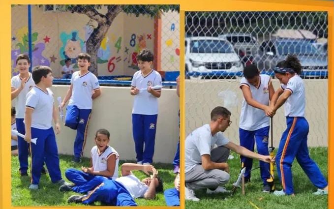 Alunos do ensino fundamental em atividade de leitura na biblioteca